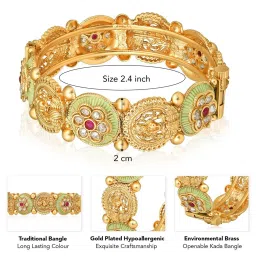 Peora Gold Traditional Synthetic Stone Openable Kada Bangle image 4