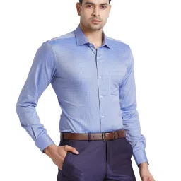 Park Avenue Blue Slim Fit Checks Shirt image 4