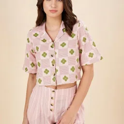 Akkriti by Pantaloons Pink Floral Print Crop Shirt image 4
