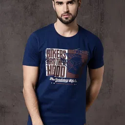 Roadster Time Travlr Men Blue Printed Round Neck Pure Cotton T-shirt-picture-30