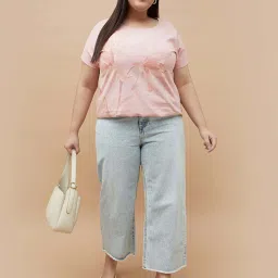 nexus by lifestyle Nexus Pink Cotton Regular Fit Floral Print Plus Size T-Shirt image 4