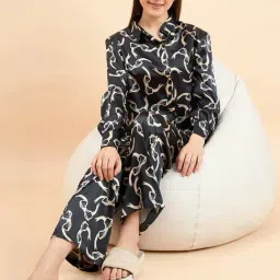 Sweet Dreams Black Printed Shirt Pyjama Set image 5