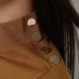 Fablestreet Brown Acrylic Solid Sweater image 5