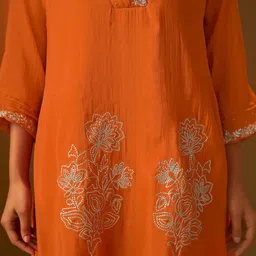 Indo Era Floral Embroidered Square Neck Tunic & Trousers image 2