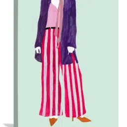 ARTE'VENUE Couture Grid Green & Pink Canvas Wall Arts - Set of 4 (10 X 12 inch Each) image 5