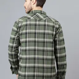 Woodland Black & Green Cotton Regular Fit Checks Shirt image 2