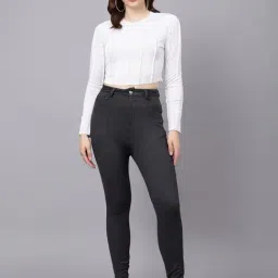 Kotty Black Cotton Lycra Solid Jeans image 4