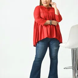 SAAKAA Red Tie-Up Neck Top image 3