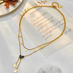 MEENAZ Gold Plated CZ Stone Studded Necklace With Chain image 1