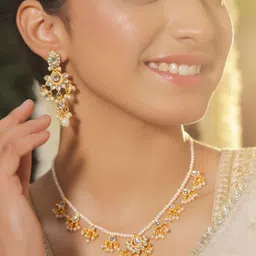 Rubans 18K Gold-Plated Kundan Studded & Beaded Jewellery Set-image-59