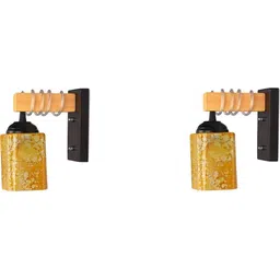 1ST TIME Yellow & Yellow Textured Wood Contemporary Rectangle Shaped Wall Lamp-picture-21