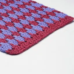 Magic Needles Unisex Maroon & Blue Checked Scarf image 3