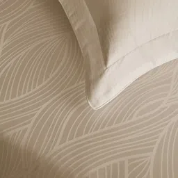 DDecor Jacquard Beige Printed Pure Cotton 300 TC Super King Bedsheet Set - 2.74 m x 2.74 m image 5