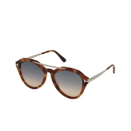 Tom Ford Women Blue Lens & Brown Oval Sunglasses with-picture-26