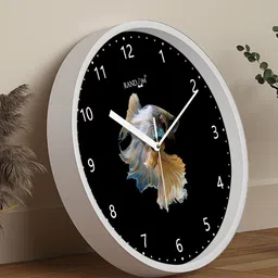 RANDOM White & Black Printed Contemporary Analogue Round Wall Clock image 1