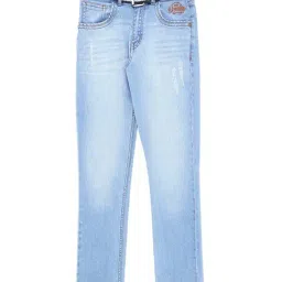 Palm Tree by Gini & Jony Kids Sky Blue Cotton Distressed Jeans-picture-35