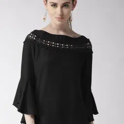 Style Quotient Women Solid Black viscose rayon smart casual top-image-63