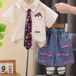 INCLUD Boys Printed Short Sleeves Shirt With Shorts-image-43