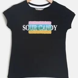 Tales & Stories Sour Candy Print & Embellished Short Sleeves Tee - Black-picture-31