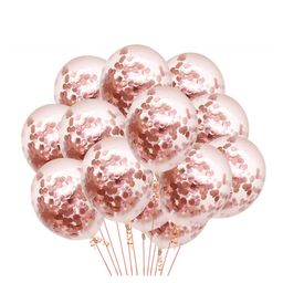 Bubble Trouble Transparent Balloons Bouquet Combo with Re Filled Confetti & Ribbons Pack of 10 - Rosegold-picture-1