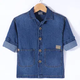 Little Kangaroos  100% Cotton Woven  Full Sleeves Denim Shirt - Dark Blue-picture-10