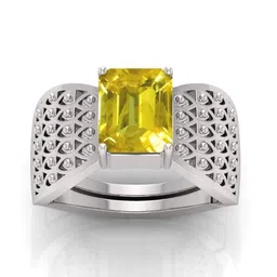RRVGEM 8.25 Ratti Silver Plated Yellow Sapphire Finger Ring-picture-15