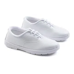 LIBERTY Solid Laced Up School Shoes - White image 3