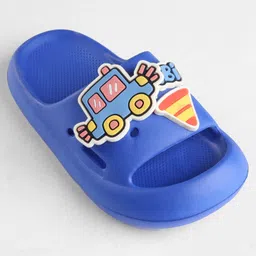 Oh! Pair Slip On  Clogs with Car Applique - Blue image 3