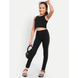 Nino Togs Cotton Lycra Knit Stone Embellished Legging - Black image 4