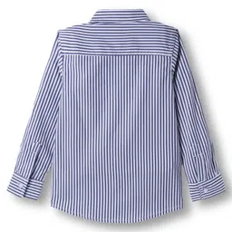 Mark & Mia Woven Full Sleeves Striped Party Shirt & Trouser Set With Bow & Suspender - Blue image 4