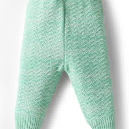 Babyhug Knit Full Sleeves Solid Color Front Open Sweater Set with Cap & Booties - Sea Green image 5