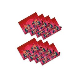 SEJ by Nisha Gupta Pink Set of 8 Printed Table Mats-picture-31