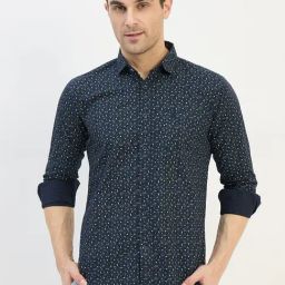 Duke Blue Blended Slim Fit Printed Shirt-picture-23