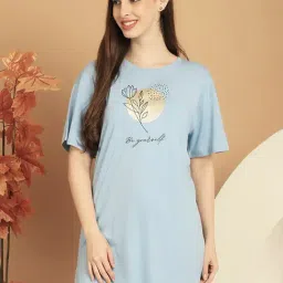Kanvin Blue Cotton Printed T-Shirt-picture-21