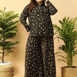 Oxolloxo Black Regular Fit Floral Print Plus Size Shirt image 4