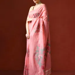 Mitera Floral Printed Chanderi Saree image 5