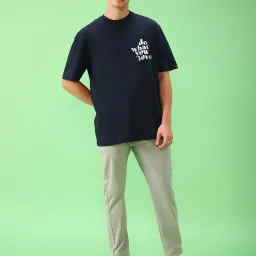 Bewakoof Blue Oversized Graphic T-Shirt image 4