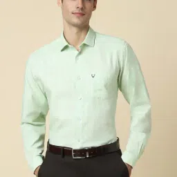 Allen Solly Green Cotton Slim Fit Checks Shirts-picture-39
