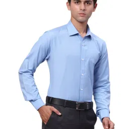 Park Avenue Blue Slim Fit Texture Shirt image 4