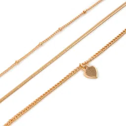 Accessorize London Gold Heart Chain Anklets for Women - Set of 3 image 4