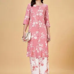 Rangmanch by Pantaloons Peach Floral Print Straight Kurta image 4