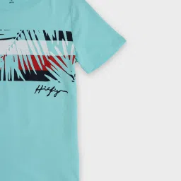 Tommy Hilfiger Kids Blue Cotton Regular Fit Printed T-Shirt image 4
