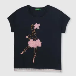 United Colors of Benetton Kids Navy Cotton Embellished T-Shirt-picture-22