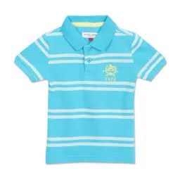 U.S. Polo Assn. Kids Blue & White Cotton Striped Polo T-Shirt-picture-25