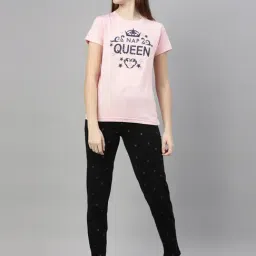 Kryptic Pink & Black Printed T-Shirt With Pyjamas-picture-21