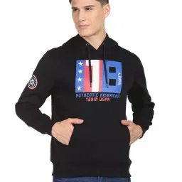 U.S. Polo Assn. Black Cotton Regular Fit Printed Hooded Sweatshirt-picture-16