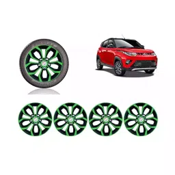 Auto Pearl Premium 35.56 cm (14 Inch) (4 Pcs) Green Black Press Type Hubcap Wheel Cover Replacements for KUV100 NXT-picture-12