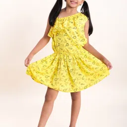 Kiddopanti Kids Yellow Printed Dress image 4