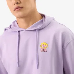 The Souled Store Purple Loose Fit Printed Hooded T-Shirt image 4