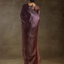 Saree Mall Coffee Brown Satin Self Saree with Blouse Piece image 4